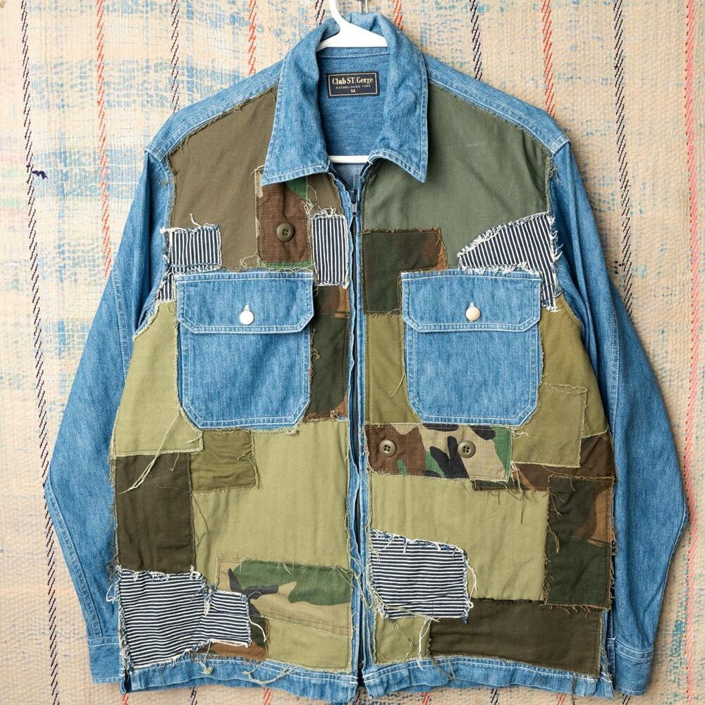 Custom upcycled patchwork jacket size medium